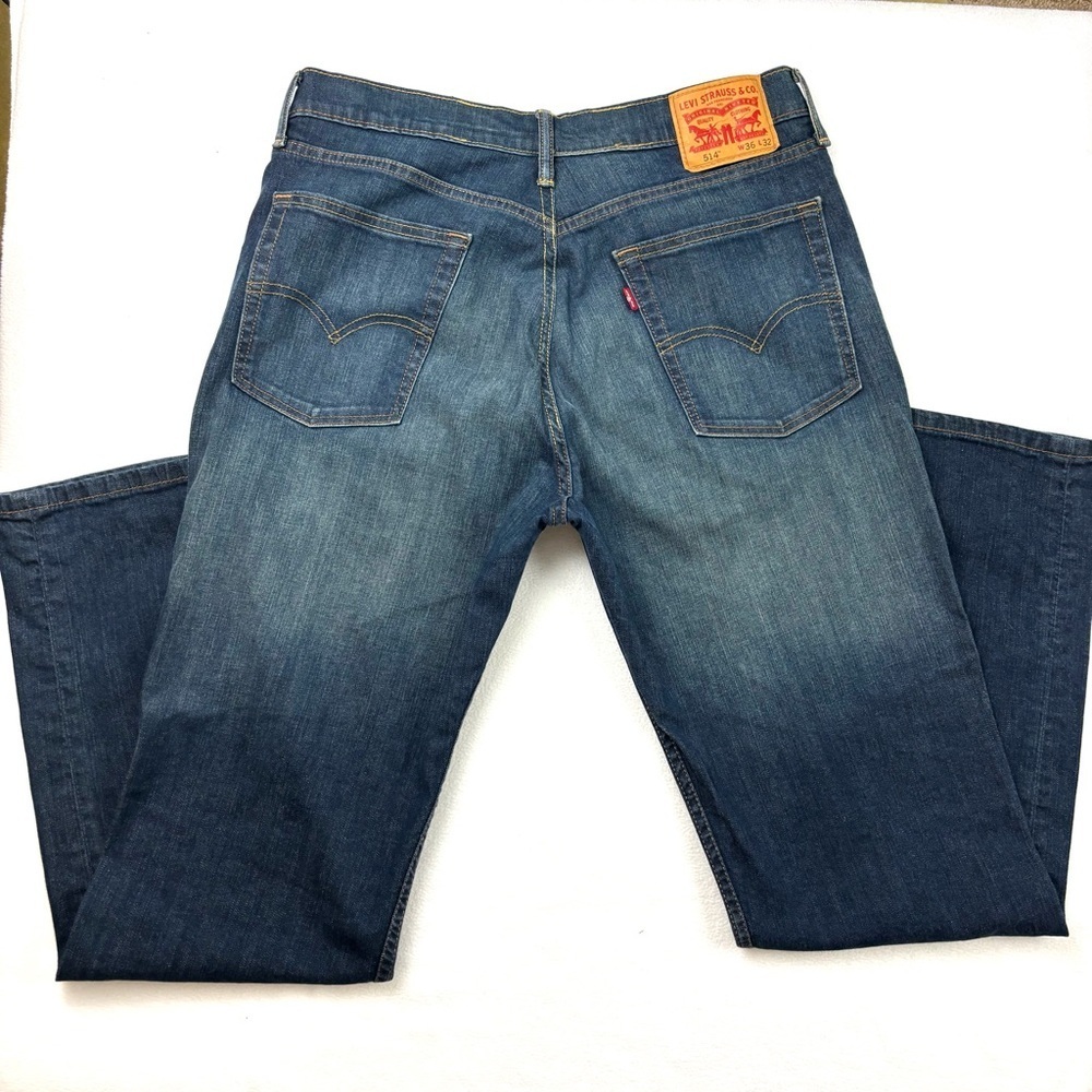 Levi’s 514 Faded Ombre Med Wash Slim Straight Mens Denim‎ Jeans Size 36x32
